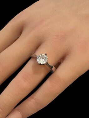 Silver-Tone Simulated Diamond Solitaire Engagement Ring Size 8